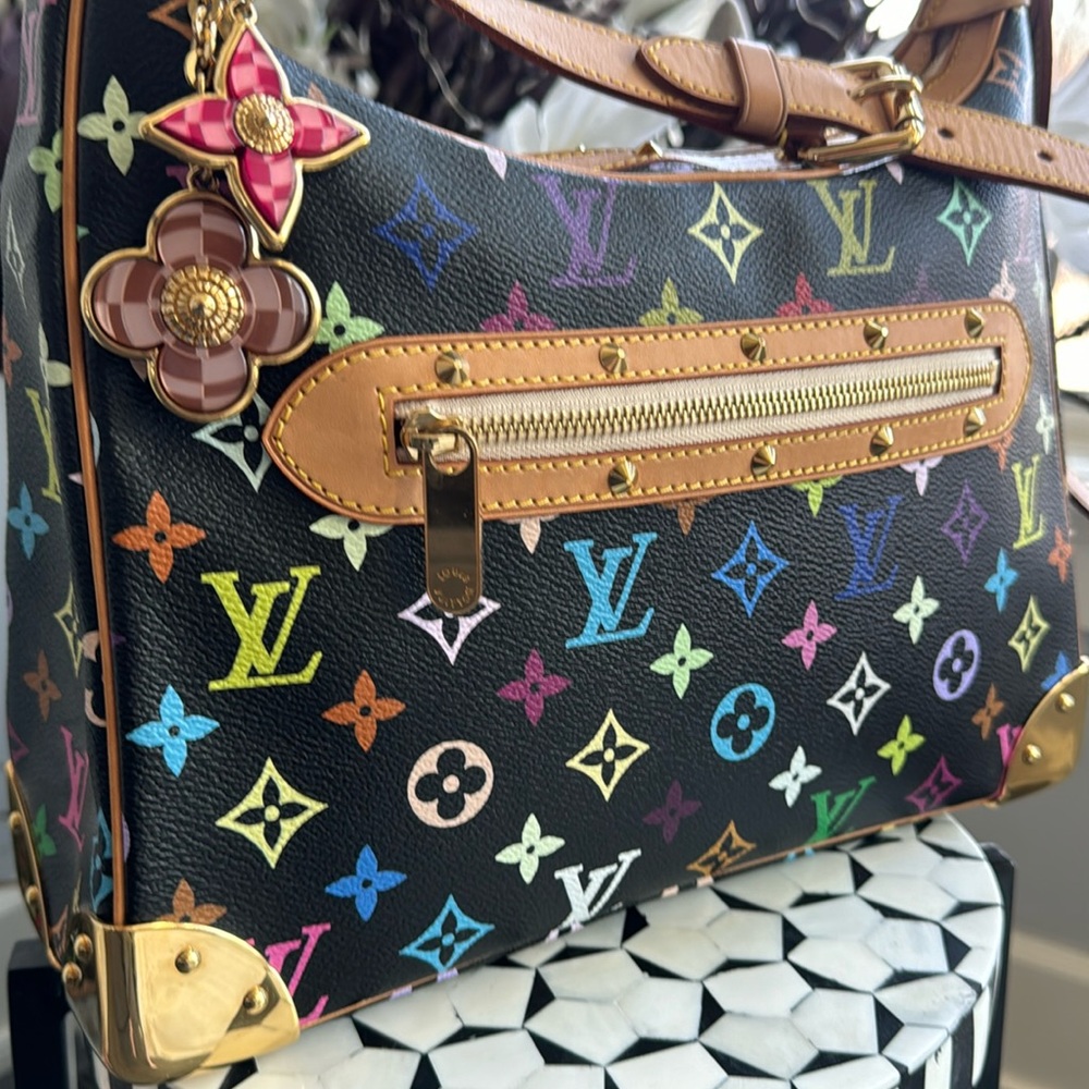 Louis Vuitton Takashi Murakami. Multicolor Monogram Boulogne Bag. No bag charm.